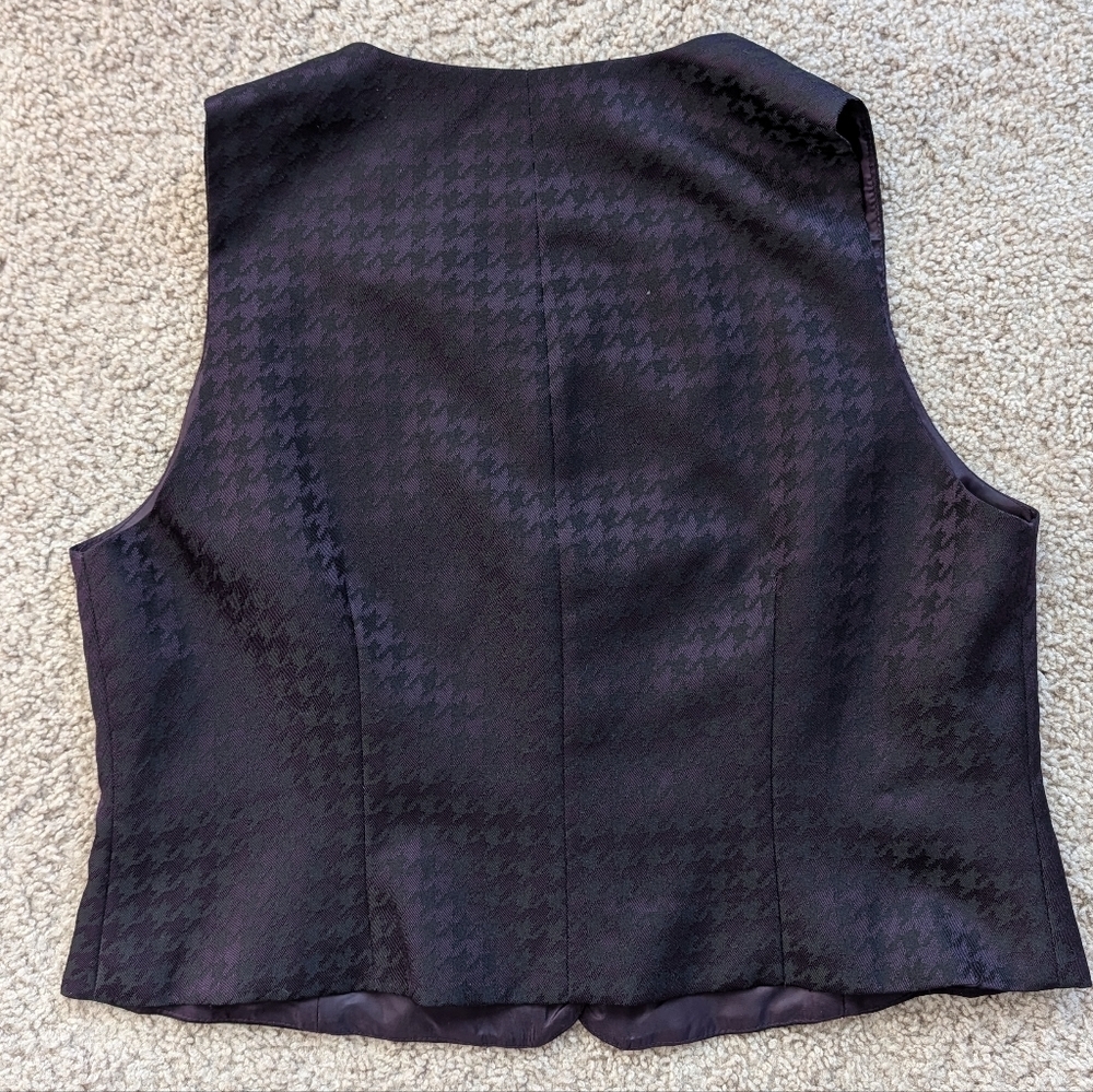 Danny & Nicole Vintage Purple Houndstooth Button Up Vest Size 14P - Picture 3 of 8